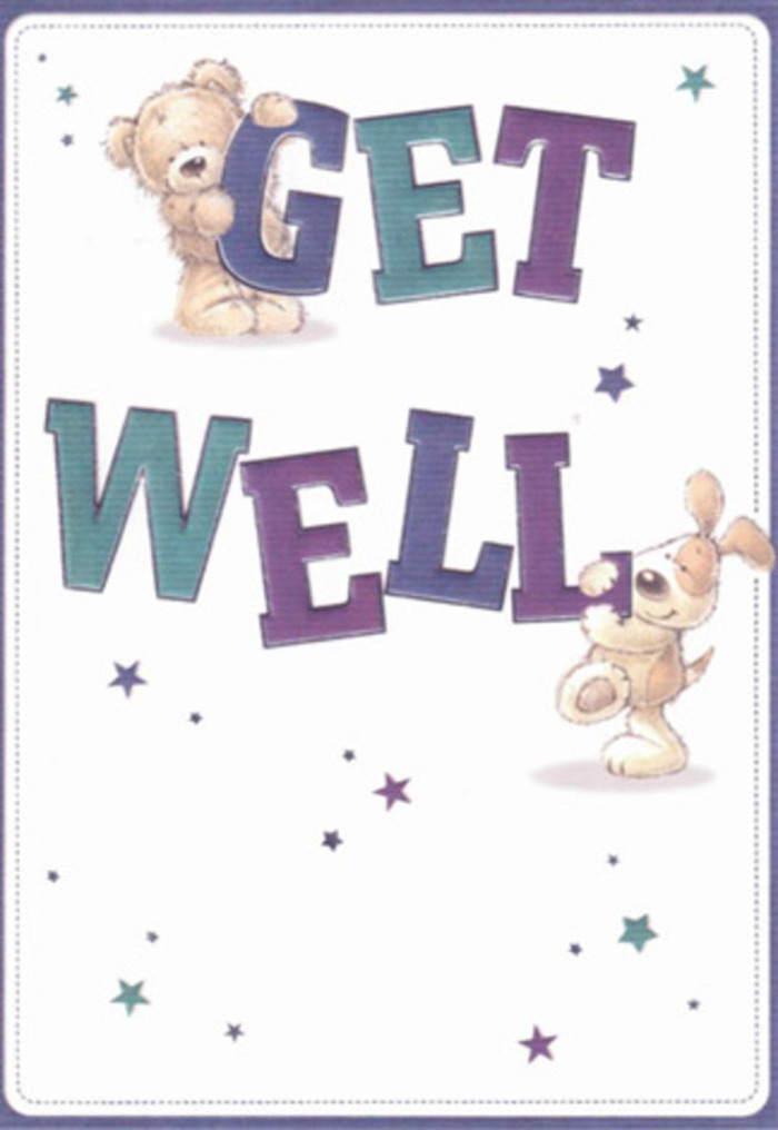 Channeling the thoughtful grace found in Kensington's tree-lined avenues, this get well card unfurls a scene of heartfelt support. Central to the composition is a friendly bear, perched atop the glossy indigo 'GET', his pose a tender embrace, complemented by a lively puppy cradling the upward stroke of 'WELL'. Their delight is infectious, each character's soft, textured fur and gentle eyes painted with careful artistry that recalls the considered selection of blooms for a healing bouquet. Wisps of teal, blue, and violet define the bold letters, rising against a crisp, white backdrop reminiscent of freshly laundered linens found in Kensington homes. A constellation of dancing stars, rendered with a painter's touch, diffuses through the card's airy expanse, recalling well wishes shared among neighbours along Palace Gardens Terrace. From a florist's perspective, each visual element is balanced with intention-creating an atmosphere that soothes and uplifts, perfect for brightening a friend's recovery with positivity. The card, whether sent on its own or paired with fresh cut flowers delivered by Flowers Kensington, holds a quiet beauty, making it ideal for offering genuine support and gentle encouragement to anyone recuperating within the W8 community.